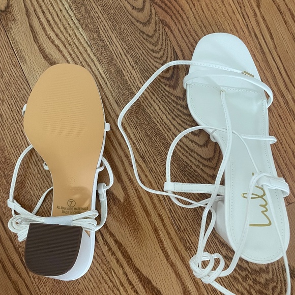 Lulus Aribaa White Lace-up High Heel Sandals - Size 7 - Picture 4 of 4